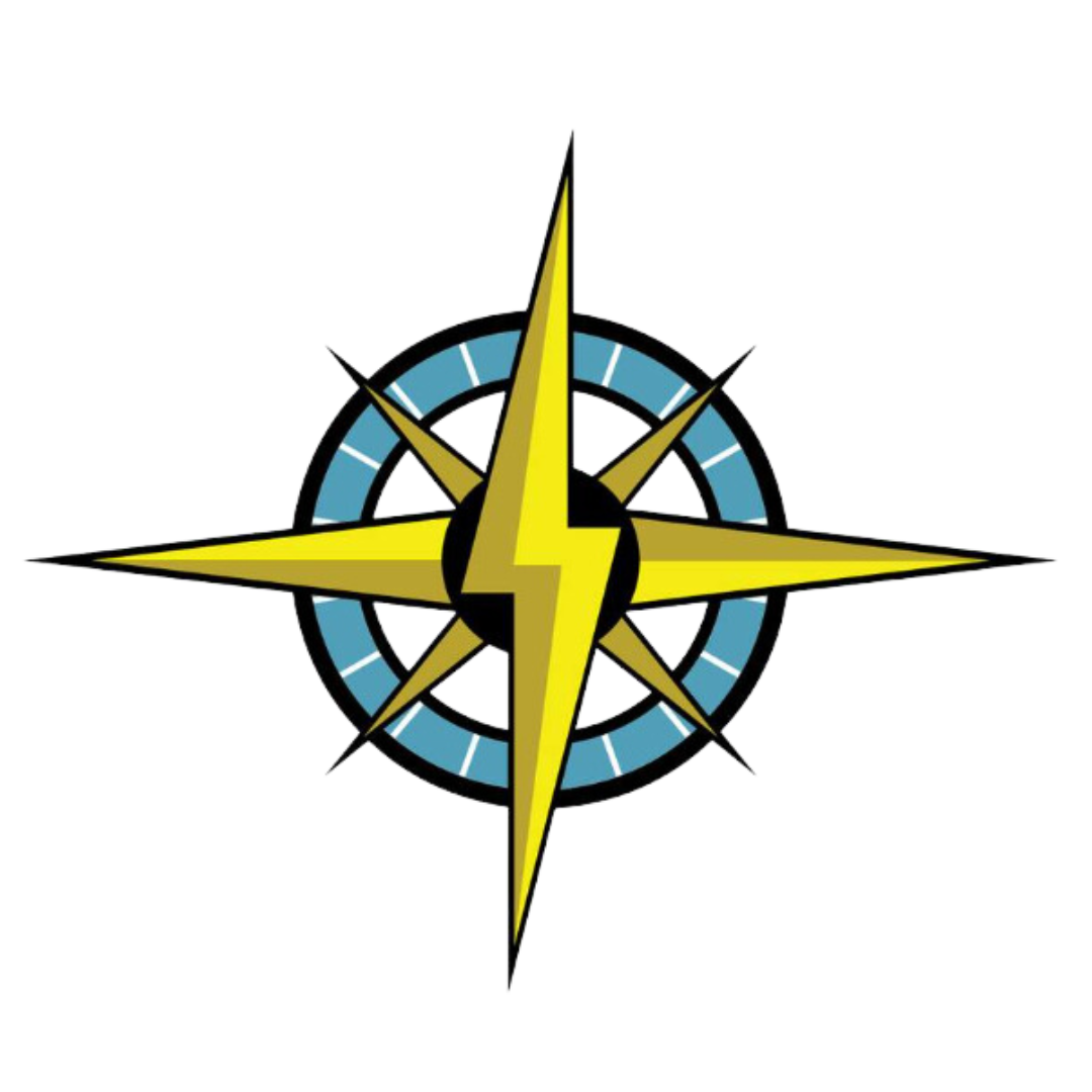 DL Electric Logo image, lightning bolts and compass